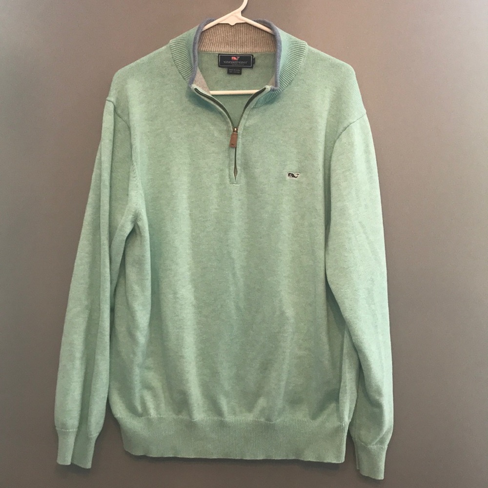 Vineyard Vines Heathered Seafoam Half Zip